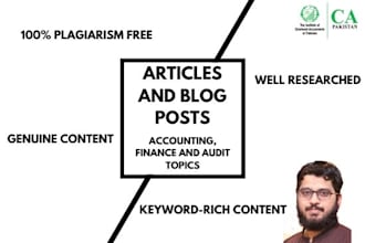 be your professional content writer for accounting finance and audit