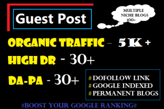 do SEO guest post on high da high DR high traffic site
