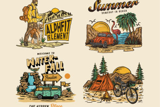 draw you a full colour outdoor illustration design tshirt