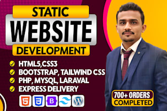 design and develop a simple sleek and modern static website or a landing page