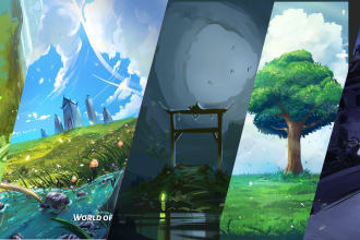 paint landscape illustration, background and concept art