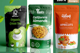 do premium product label, box package, pouch bag design for brand