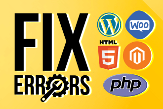 fix all wordpress, woocommerce, magento, php and html errors