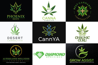unique cannabis marijuana cbd oil hemp and medical logo