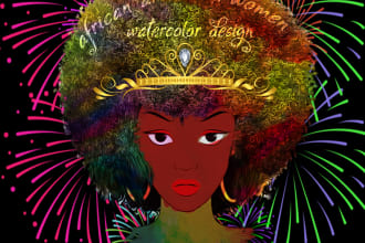 do african american black women watercolor design