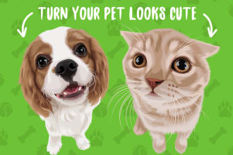 make vector illustration dog cat animal pet cartoon portrait