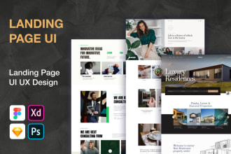 design landing page UI, web UI, website UI in figma, xd