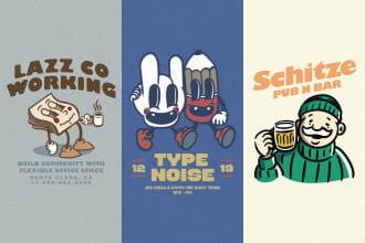 create vintage logo, character illustration and cartoon