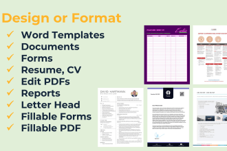 edit, design or format word document, form, word template