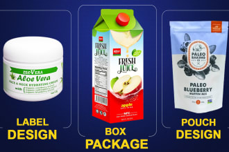 design product label,  pouch or box packaging with all files