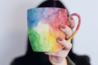 creative watercolor coffee mug design