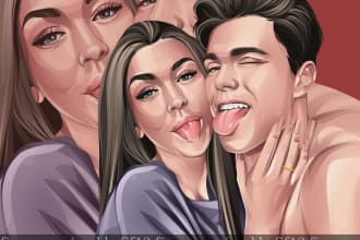 couple cartoon from your photo on 12 hours