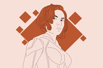 draw line art avatar portrait