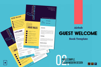 provide 2 pages airbnb guest welcome book template