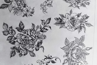 give you hand drawn embroidery designs stencil patterns