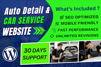 build car detail, auto detailing, auto repair, car wash, auto body shop website