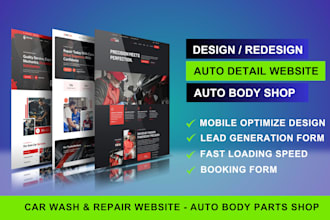 build car detail, auto detailing, auto repair, car wash, auto body shop website