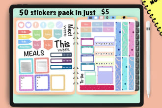 create digital planner stickers and journal stickers for etsy shop