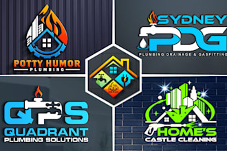 do cleaning plumbing heating hvac oil gas logo design