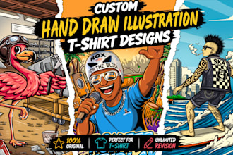 custom hand draw illustration for tshirt design