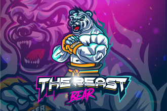 do mascot logo design for twitch, sports, and esports