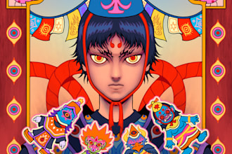 draw  illustration poster cover art with my style