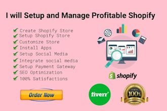 setup, manage profitable shopify and setup ads campaign