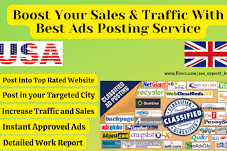 post your ads on 250 usa, uk, classified ads posting sites