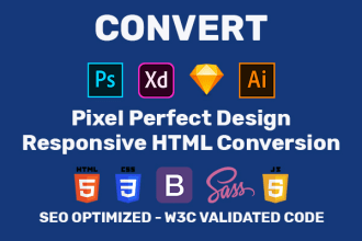 convert figma to html, xd to html bootstrap website