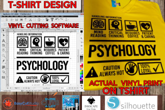 create t shirt design and decal sticker for vinyl cutting