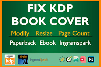 design or fix your KDP book cover for amazon kindle