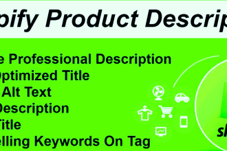 write shopify product description with SEO
