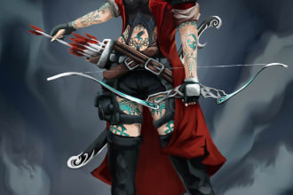 draw your dnd, shadowrun, cyberpunk or fantasy character in semi realistic style