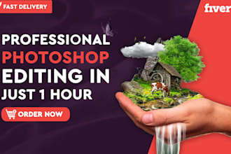 do any kind of professional photoshop editing in 1 hour