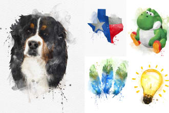 draw pets or simple drawn watercolor illustrations