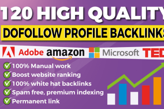 create 120 PR 9 da 90 dofollow profile backlinks manually
