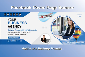 design the facebook cover page banner and logo in 12 hour