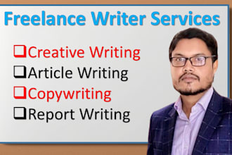 offer creative writing, article writing, copywriting and report writing services