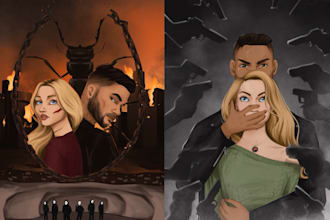 create a character illustration, book, cover illustration