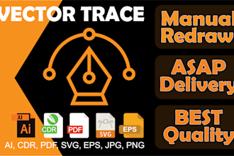 asap trace, convert and redraw any logo or sketch into vector