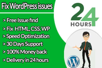 fix wordpress issues, bugs, errors, css wp site fix