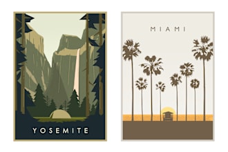 design beautiful minimalist travel poster for your need