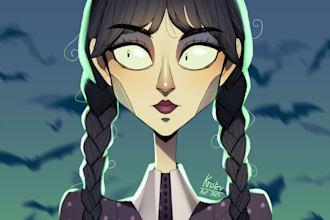 illustrate you in tim burton art style