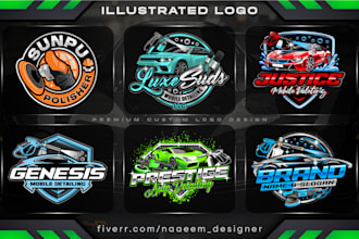 design auto detailing, car detailing, mobile detailing and automotive logo