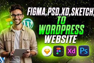 convert figma, PSD, sketch, and xd to elementor pro template