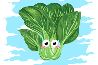 create cute character designs from veggies, fruit and flower