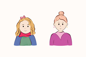 draw cute people illustration for you