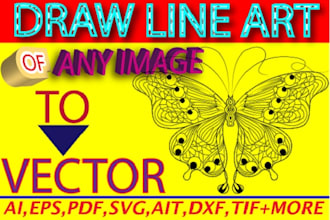 draw black and white line art image to vector