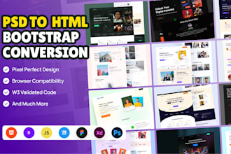 convert figma to html, xd to html, psd to html responsive bootstrap 5
