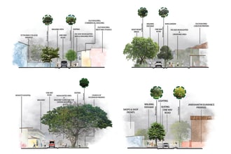 color 2d landscape design in plans, sections and elevations
